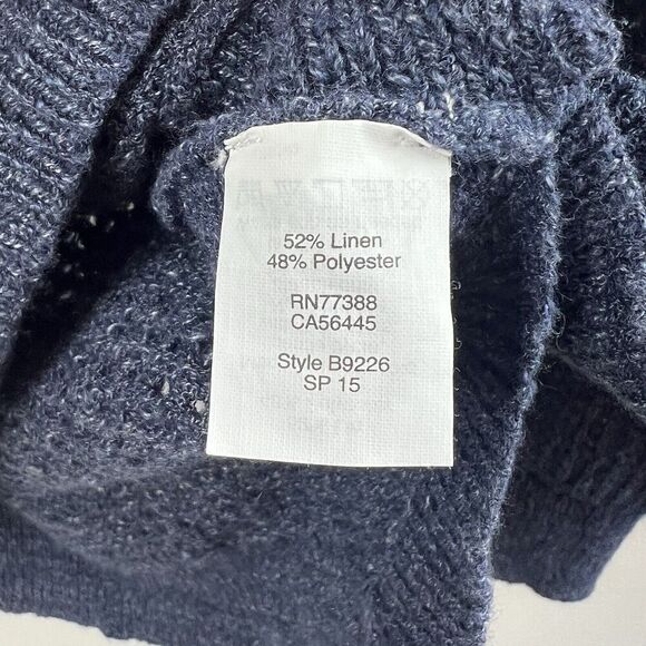 J. Crew Size Blue Linen Blend Knit Sweater Size S Lightweight Summer - Picture 9 of 9
